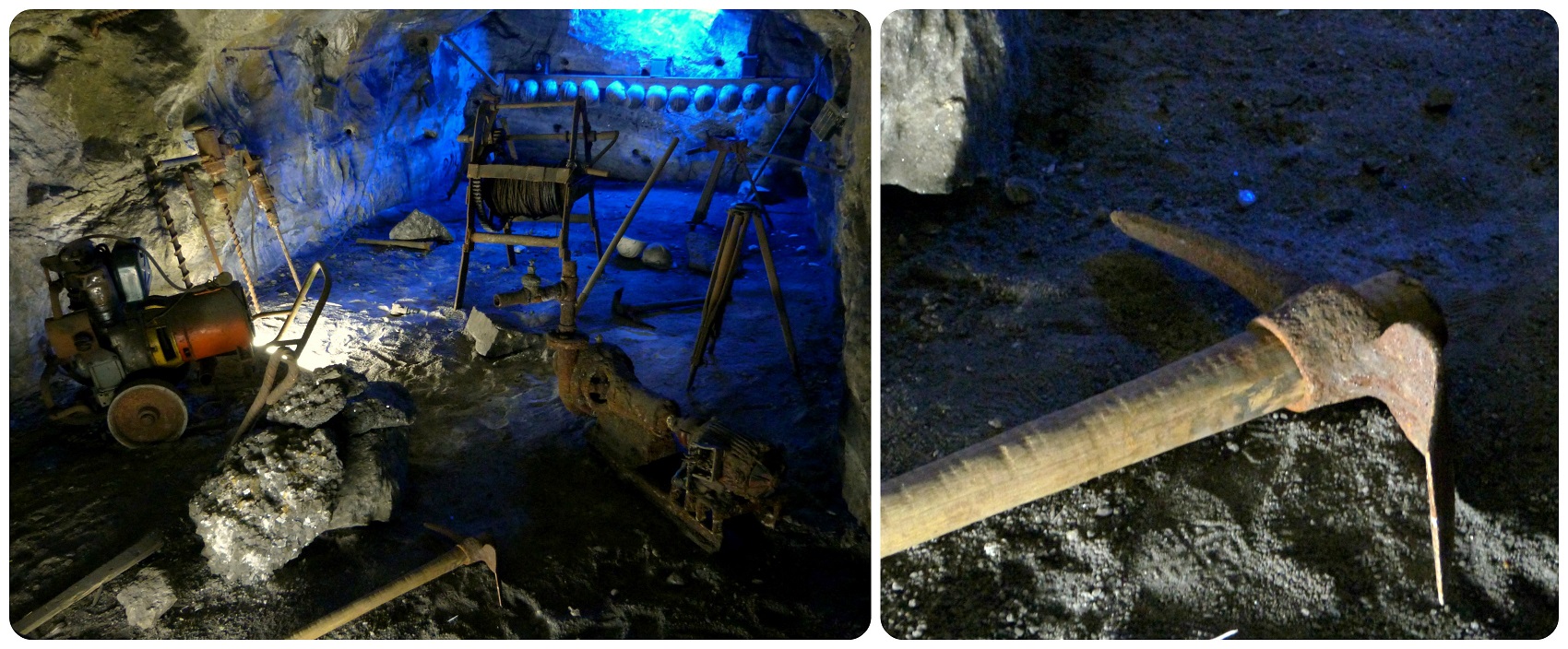 Herramientas expuestas en la catedral de sal de Zipaquira