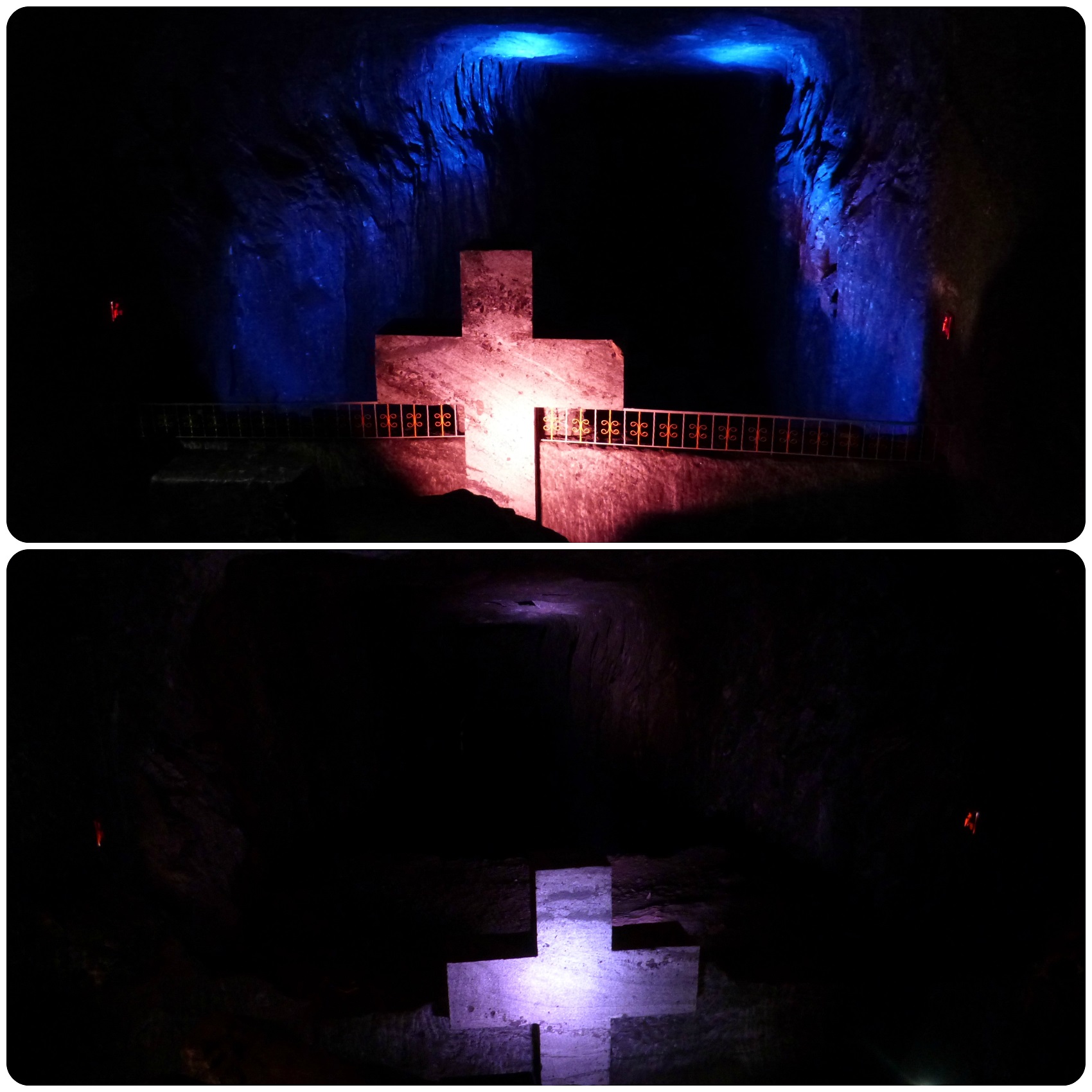 Profondidades de las cavidades de la catedral de sal de Zipaquira