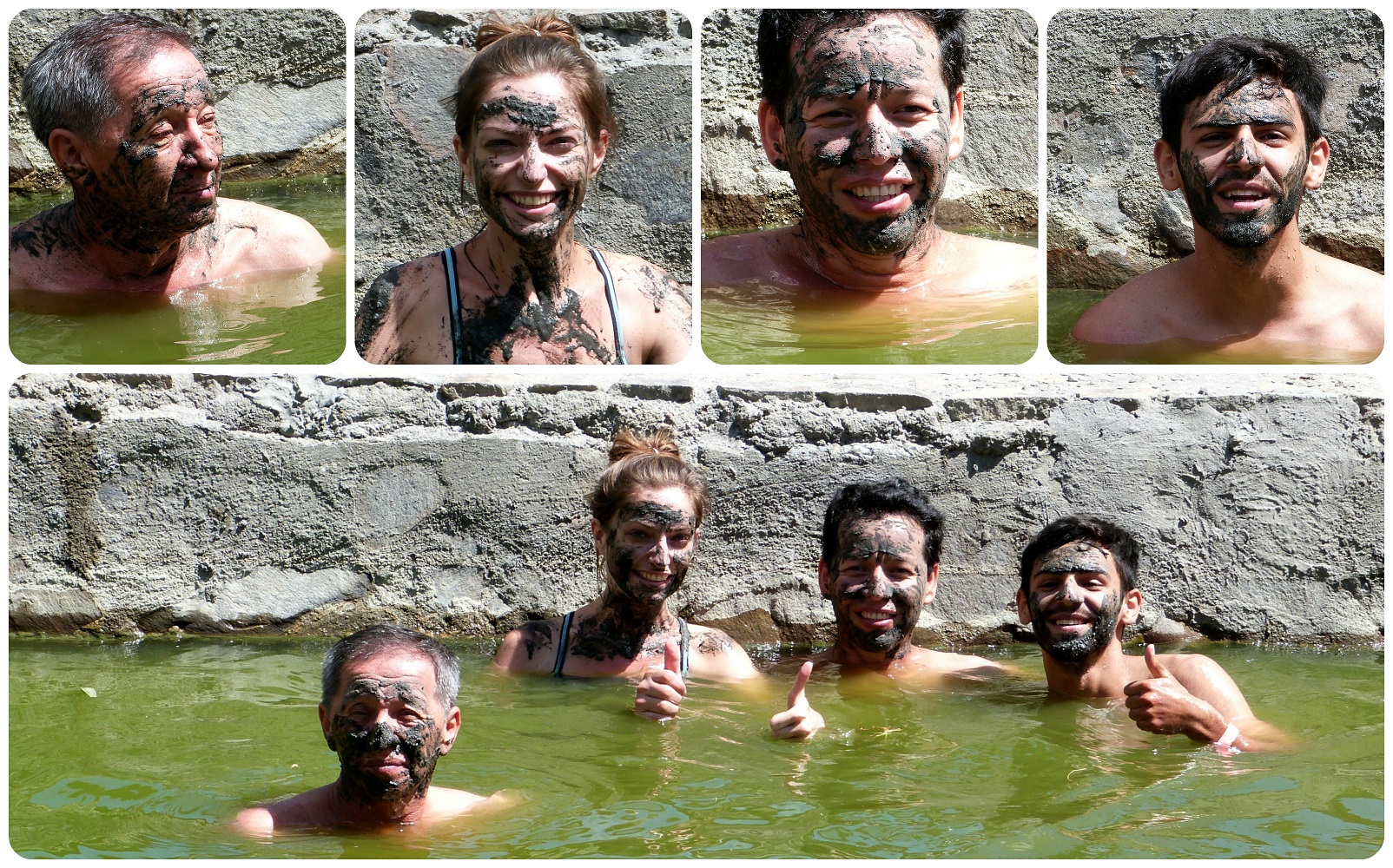 Nosotros con lodo en la cara en Aguas Tibias de Coconuco