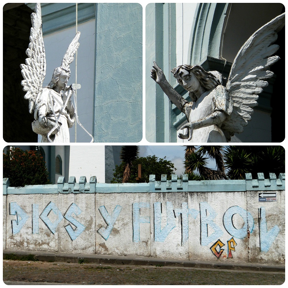 Zoom sobre los ángeles y un muro del Templo San Felipe Neri de Pasto